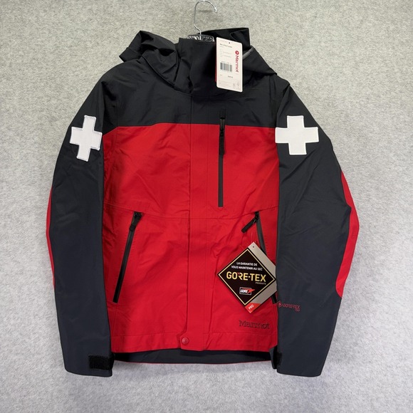 Marmot Patrol Jacket Womens Small Red Black GORE-TEX Pro Ski Patrol Hooded